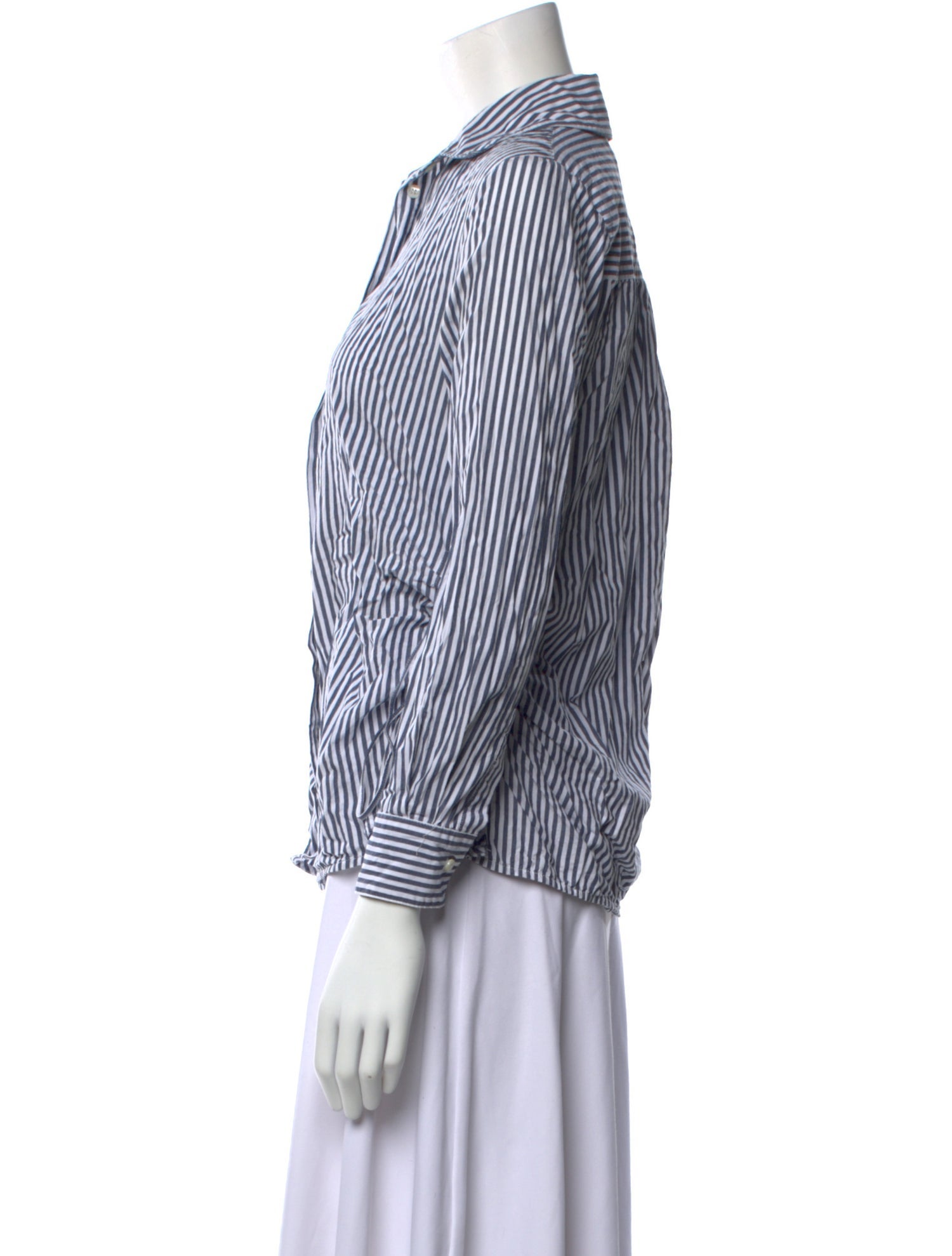 Derek Lam 10 Crosby Striped Three-Quarter Sleeve Button-Up Top