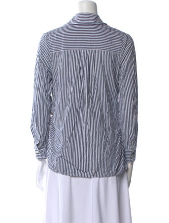 Derek Lam 10 Crosby Striped Three-Quarter Sleeve Button-Up Top