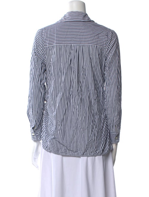 Derek Lam 10 Crosby Striped Three-Quarter Sleeve Button-Up Top