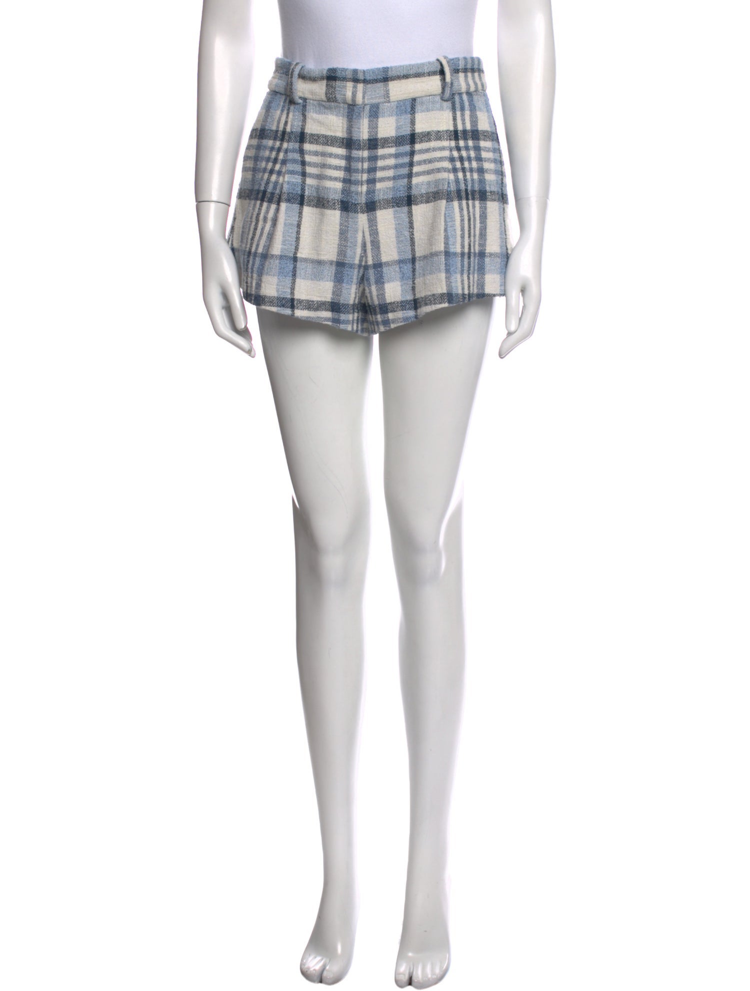 Derek Lam 10 Crosby Plaid Print Mini Shorts