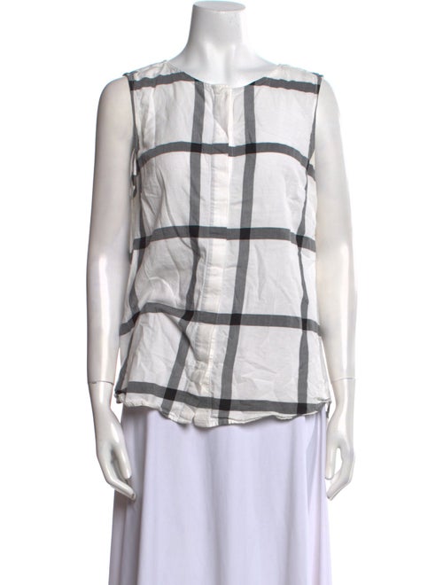 Derek Lam 10 Crosby Plaid Print Crew Neck Blouse