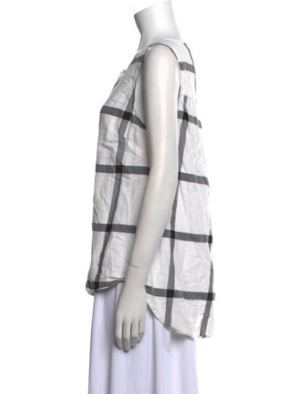 Derek Lam 10 Crosby Plaid Print Crew Neck Blouse