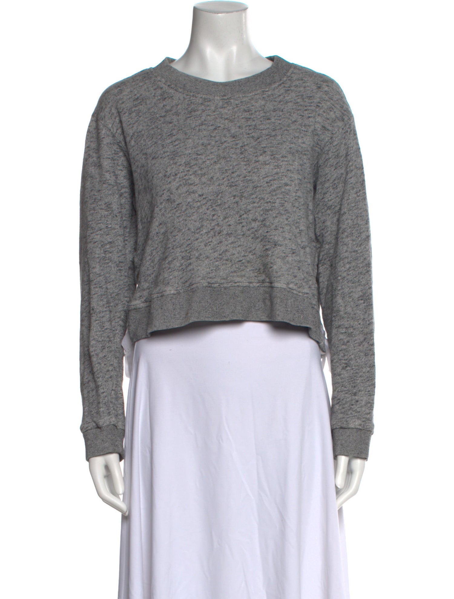 Derek Lam 10 Crosby Crew Neck Long Sleeve Crop Top