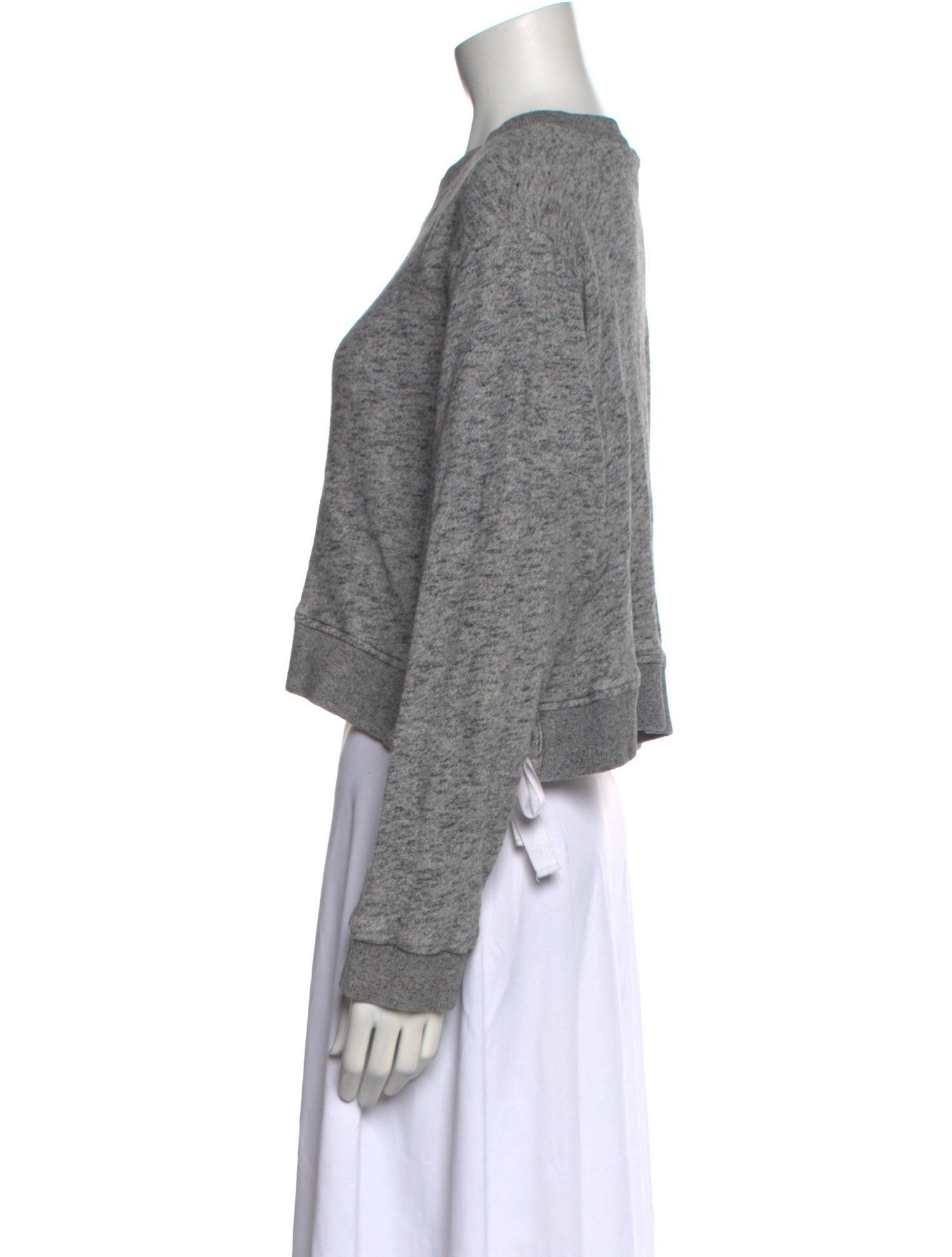 Derek Lam 10 Crosby Crew Neck Long Sleeve Crop Top