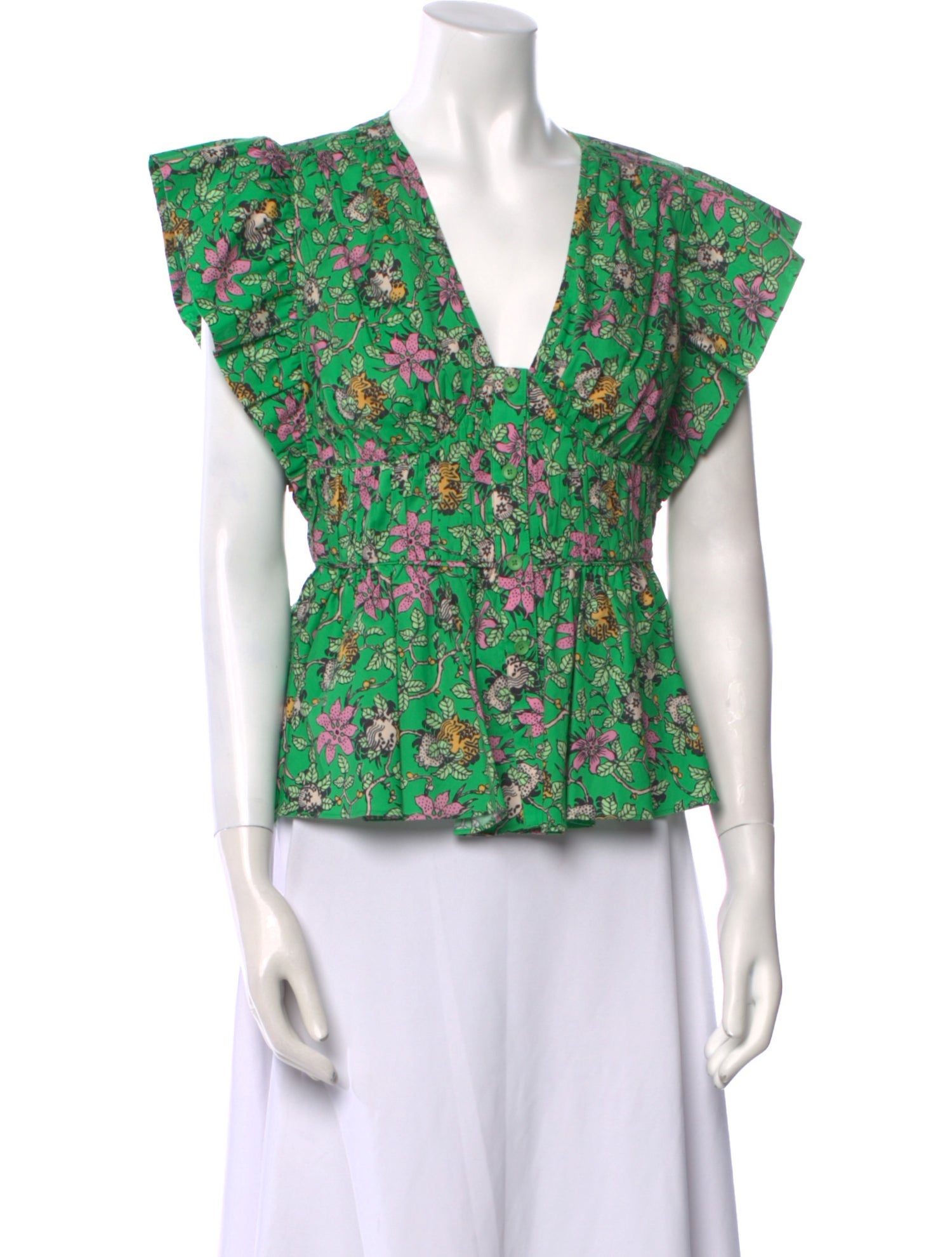 Derek Lam 10 Crosby Floral Print V-Neck Top