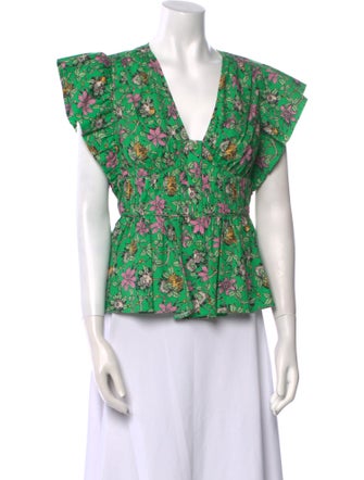 Derek Lam 10 Crosby Floral Print V-Neck Top