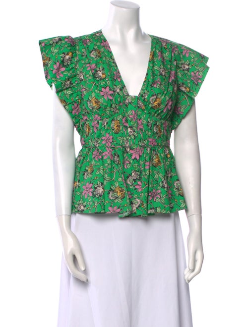 Derek Lam 10 Crosby Floral Print V-Neck Top