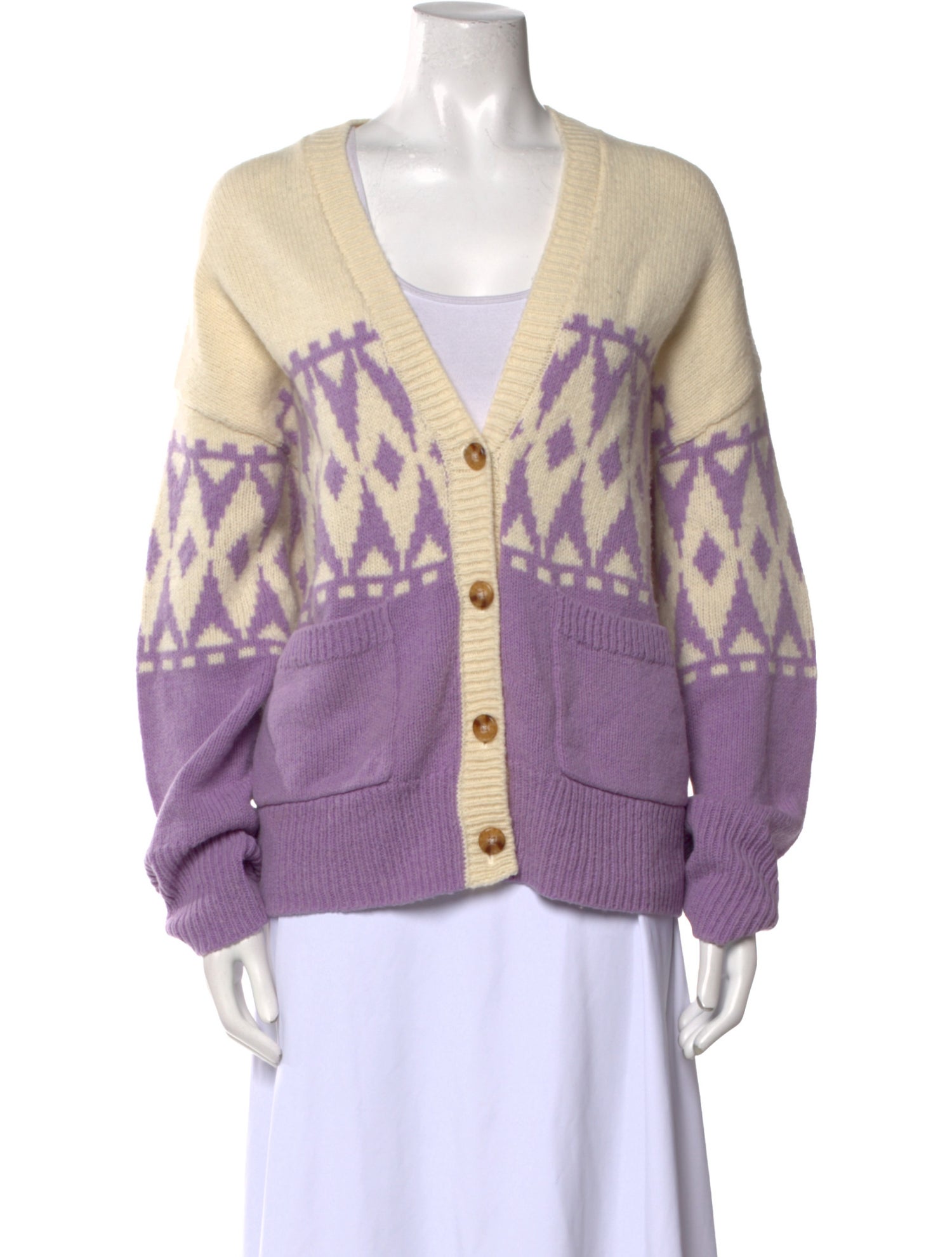 Derek Lam 10 Crosby Printed V-Neck Sweater