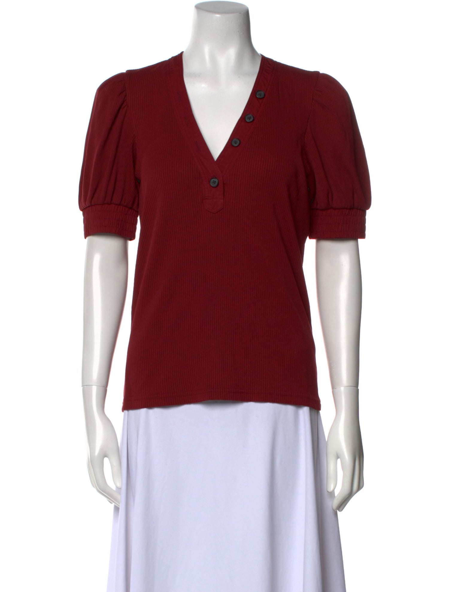 Derek Lam 10 Crosby V-Neck Short Sleeve Polo