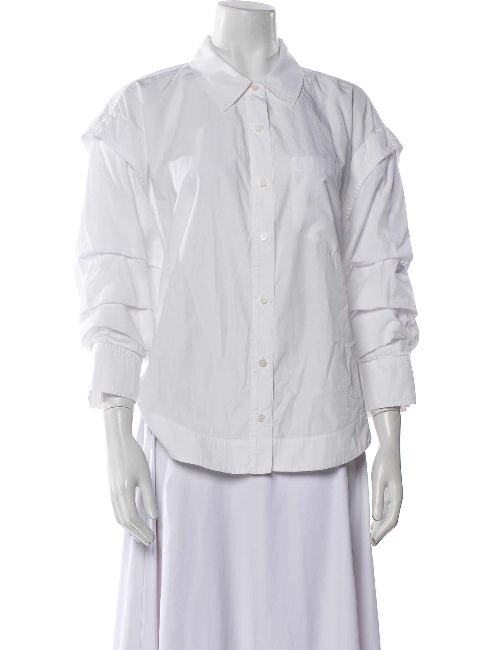 Derek Lam 10 Crosby Three-Quarter Sleeve Button-Up Top