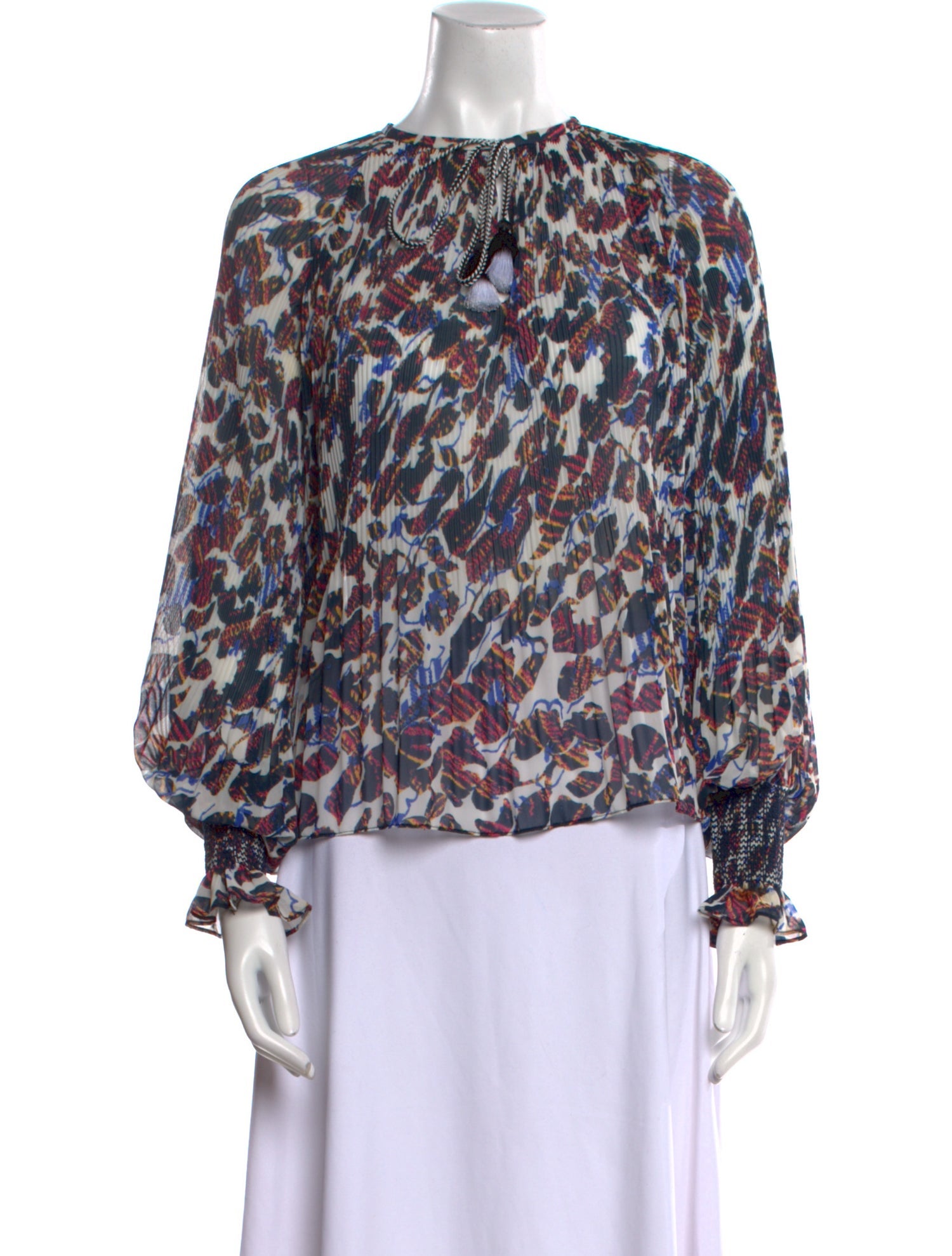 Derek Lam 10 Crosby Printed Crew Neck Blouse