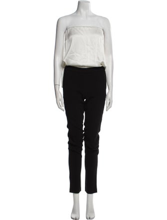 Derek Lam 10 Crosby Colorblock Pattern Strapless Jumpsuit