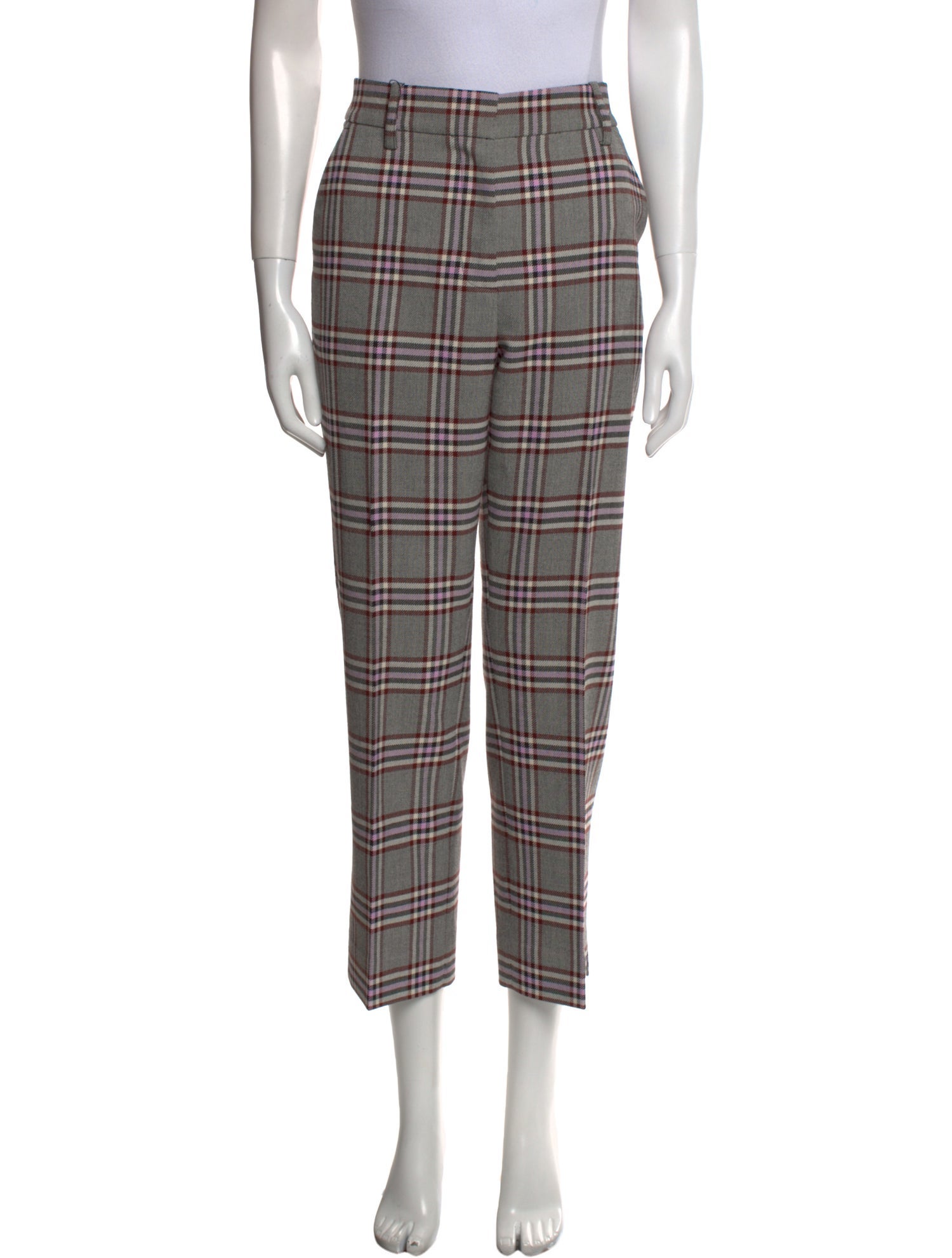 Derek Lam 10 Crosby Plaid Print Straight Leg Pants