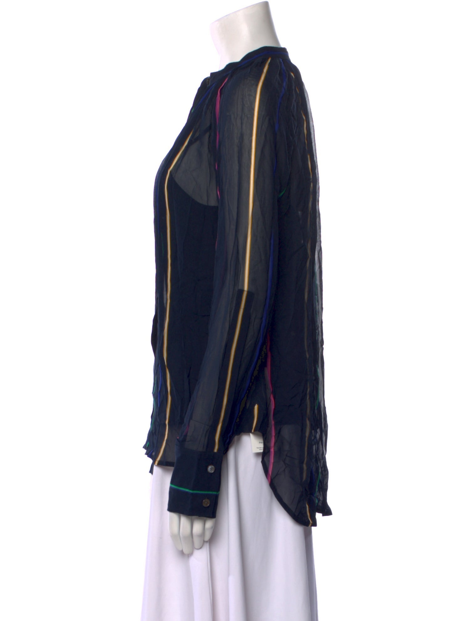 Derek Lam 10 Crosby Striped Mock Neck Button-Up Top w/ Tags