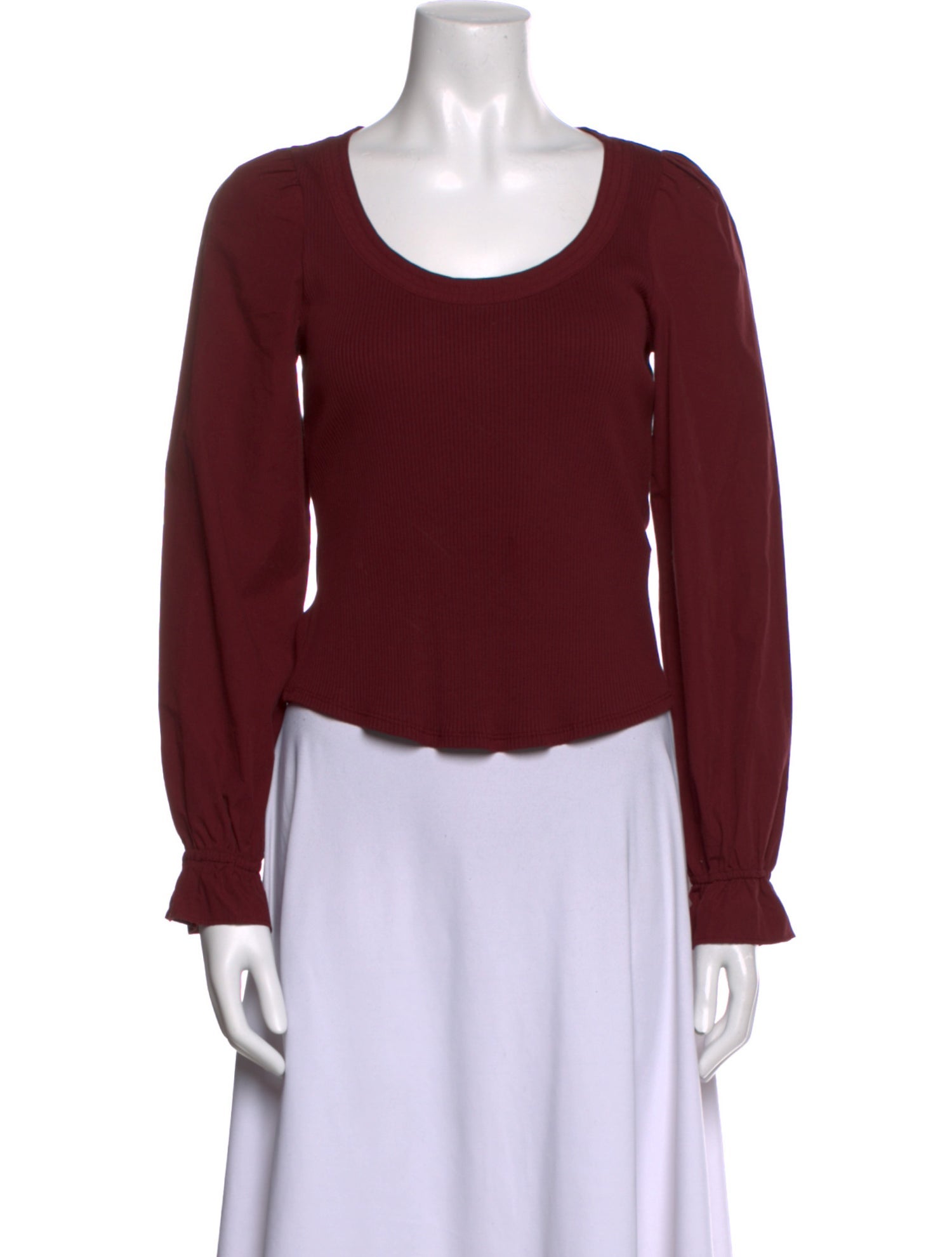 Derek Lam 10 Crosby Scoop Neck Long Sleeve Top