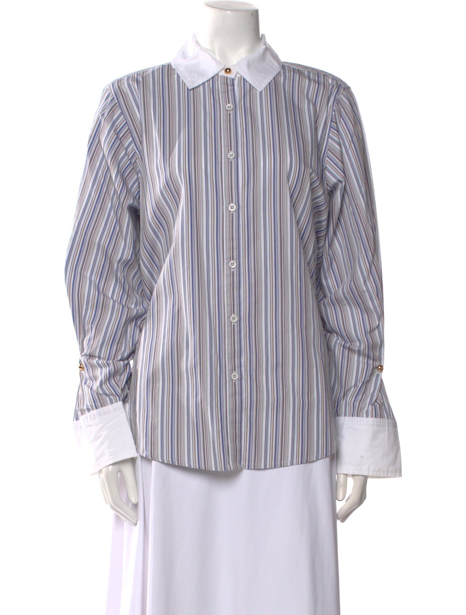 Derek Lam 10 Crosby Striped Long Sleeve Button-Up Top w/ Tags