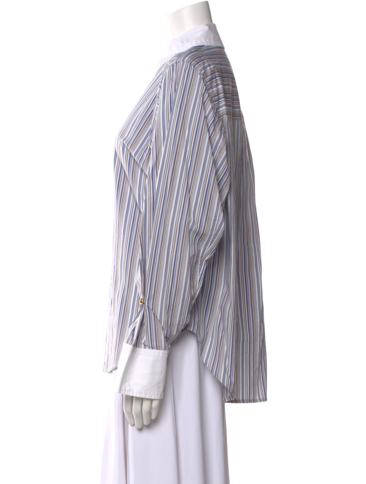 Derek Lam 10 Crosby Striped Long Sleeve Button-Up Top w/ Tags