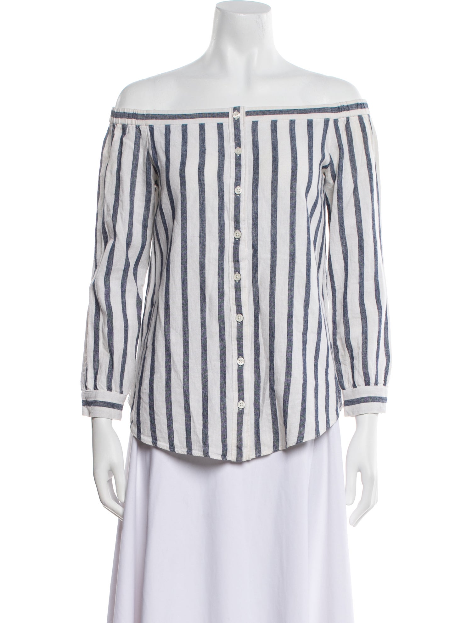 Derek Lam 10 Crosby Striped Off-The-Shoulder Blouse