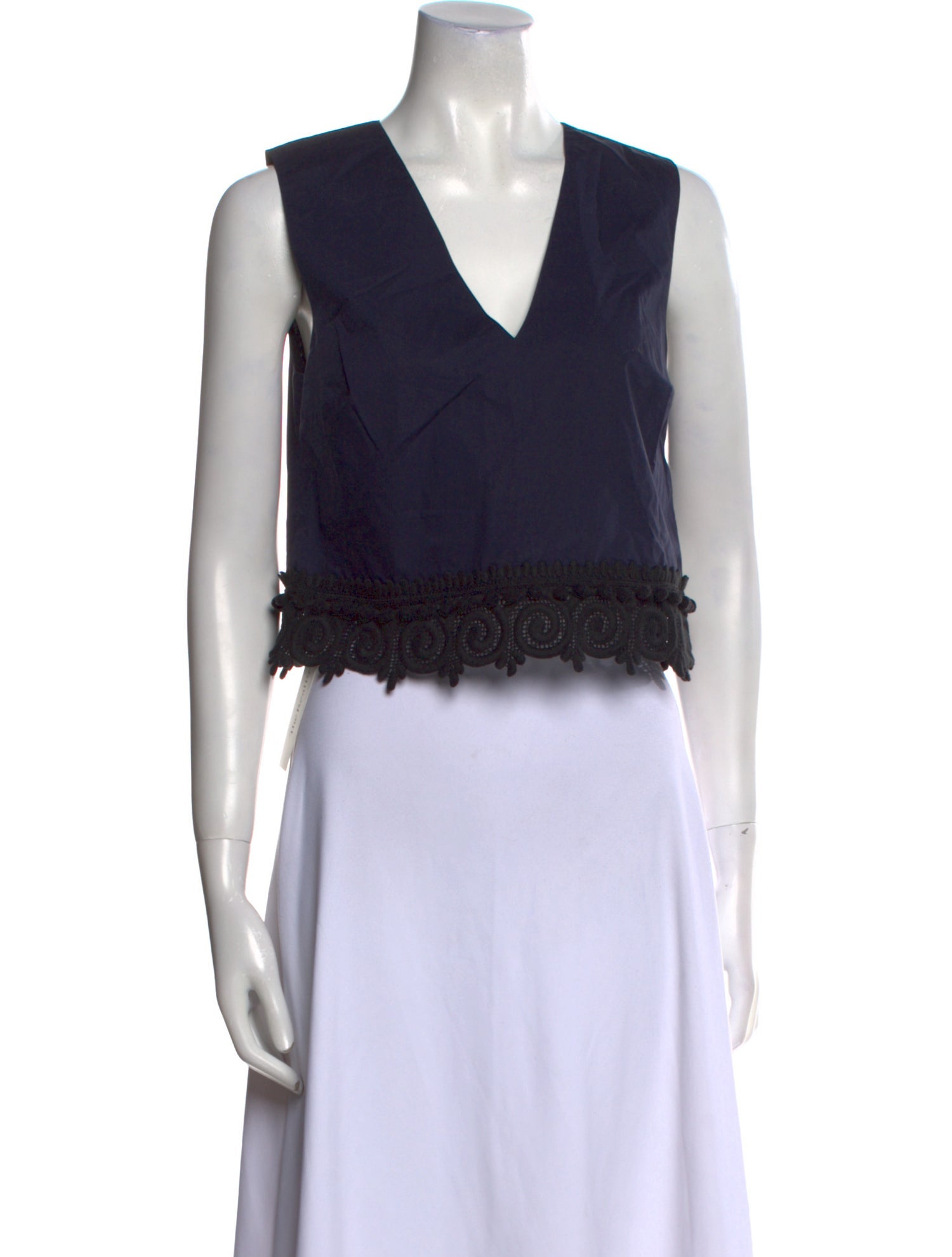 Derek Lam 10 Crosby V-Neck Sleeveless Crop Top