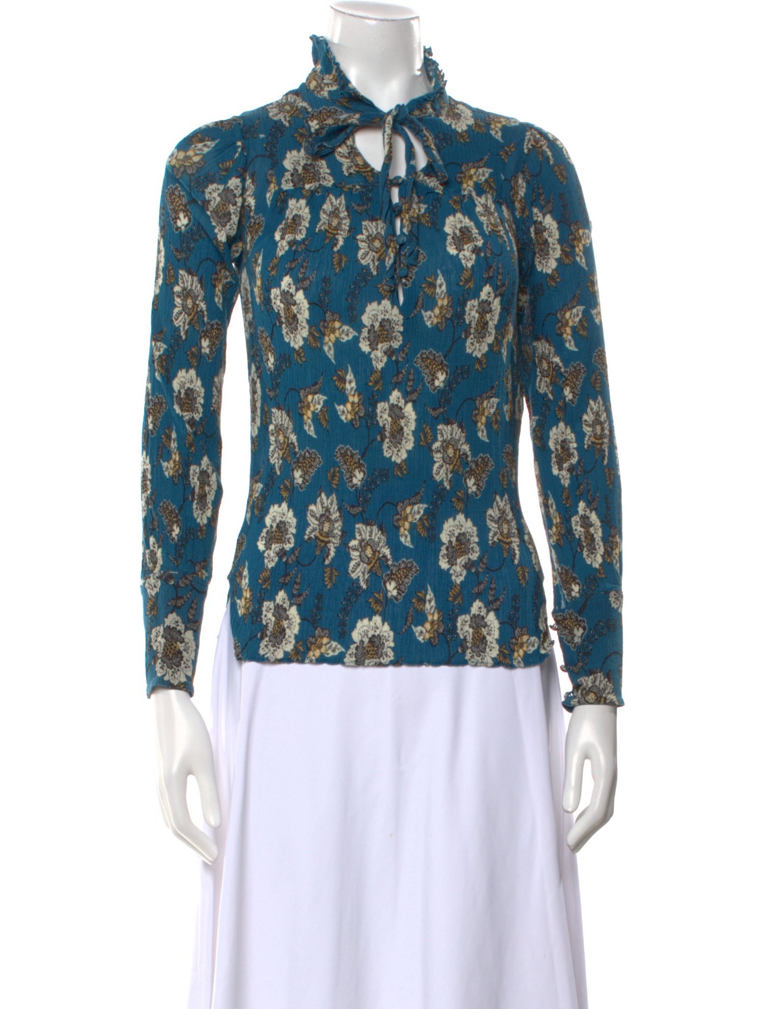 Derek Lam 10 Crosby Printed Long Sleeve Button-Up Top