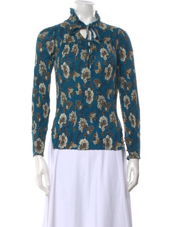 Derek Lam 10 Crosby Printed Long Sleeve Button-Up Top