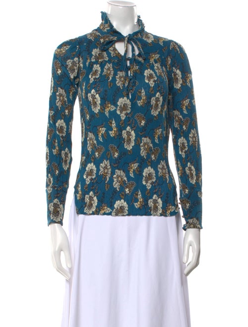 Derek Lam 10 Crosby Printed Long Sleeve Button-Up Top