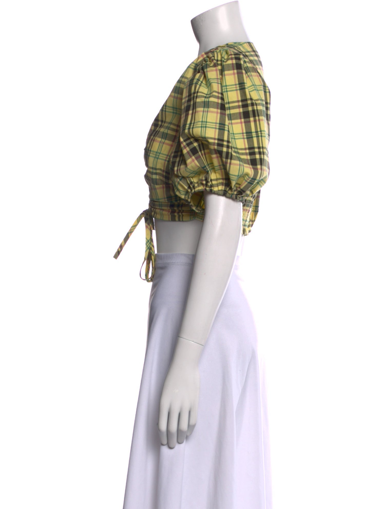 Derek Lam 10 Crosby Plaid Print V-Neck Crop Top