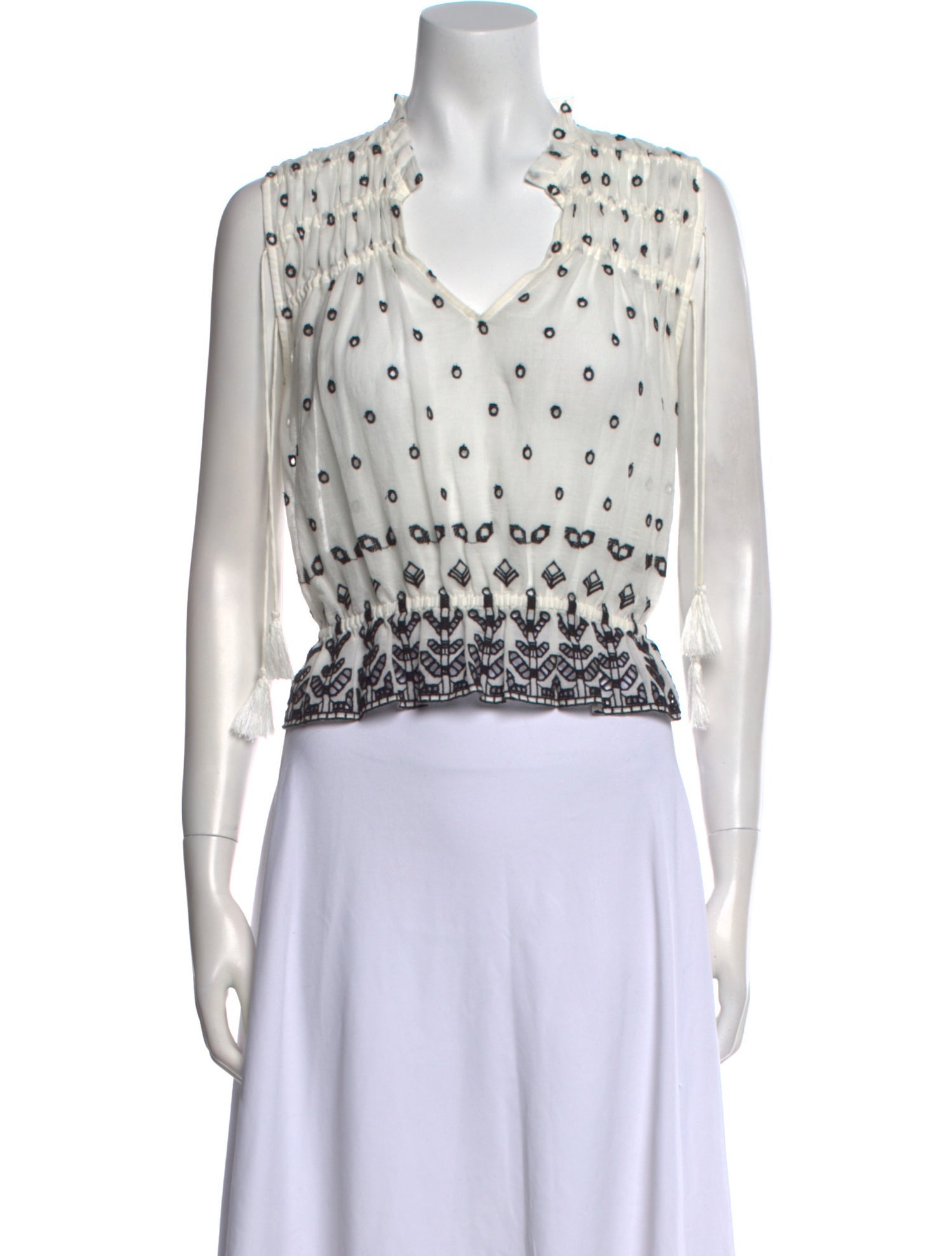 Derek Lam 10 Crosby Printed V-Neck Crop Top