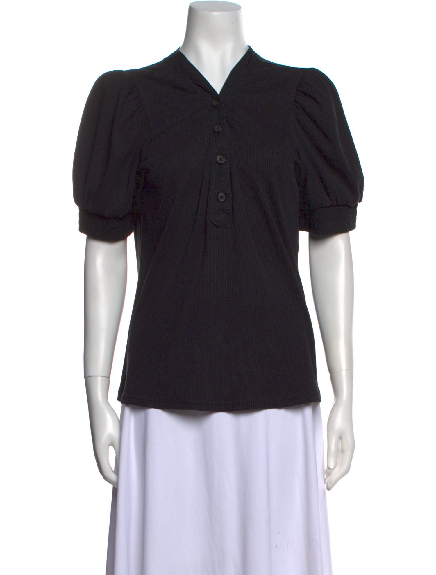 Derek Lam 10 Crosby V-Neck Short Sleeve Button-Up Top