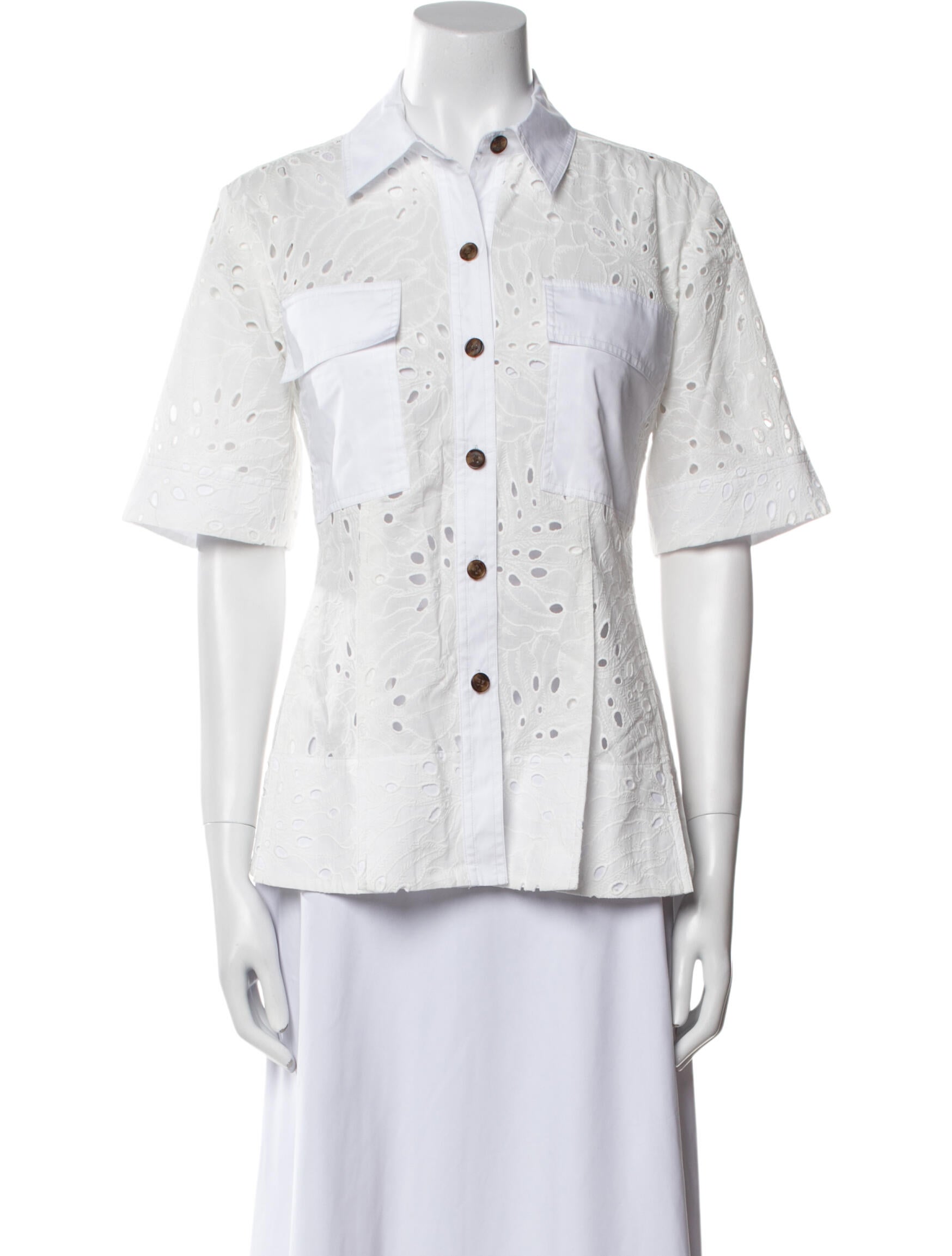 Derek Lam 10 Crosby Short Sleeve Button-Up Top w/ Tags