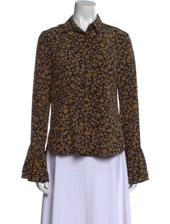 Derek Lam 10 Crosby Silk Printed Button-Up Top