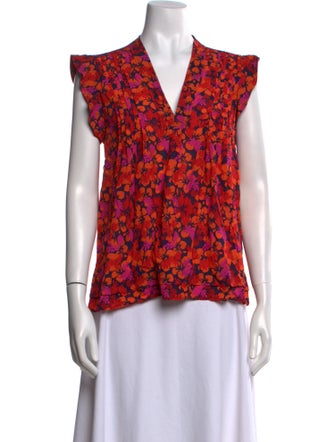 Derek Lam 10 Crosby Floral Print V-Neck Blouse