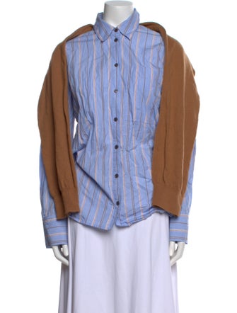 Derek Lam 10 Crosby Striped Long Sleeve Button-Up Top