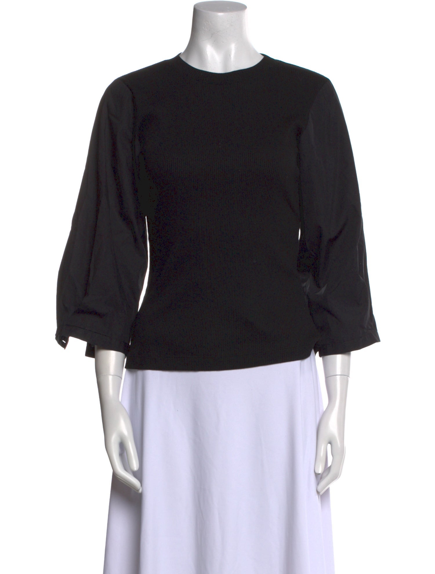 Derek Lam 10 Crosby Crew Neck Three-Quarter Sleeve Top