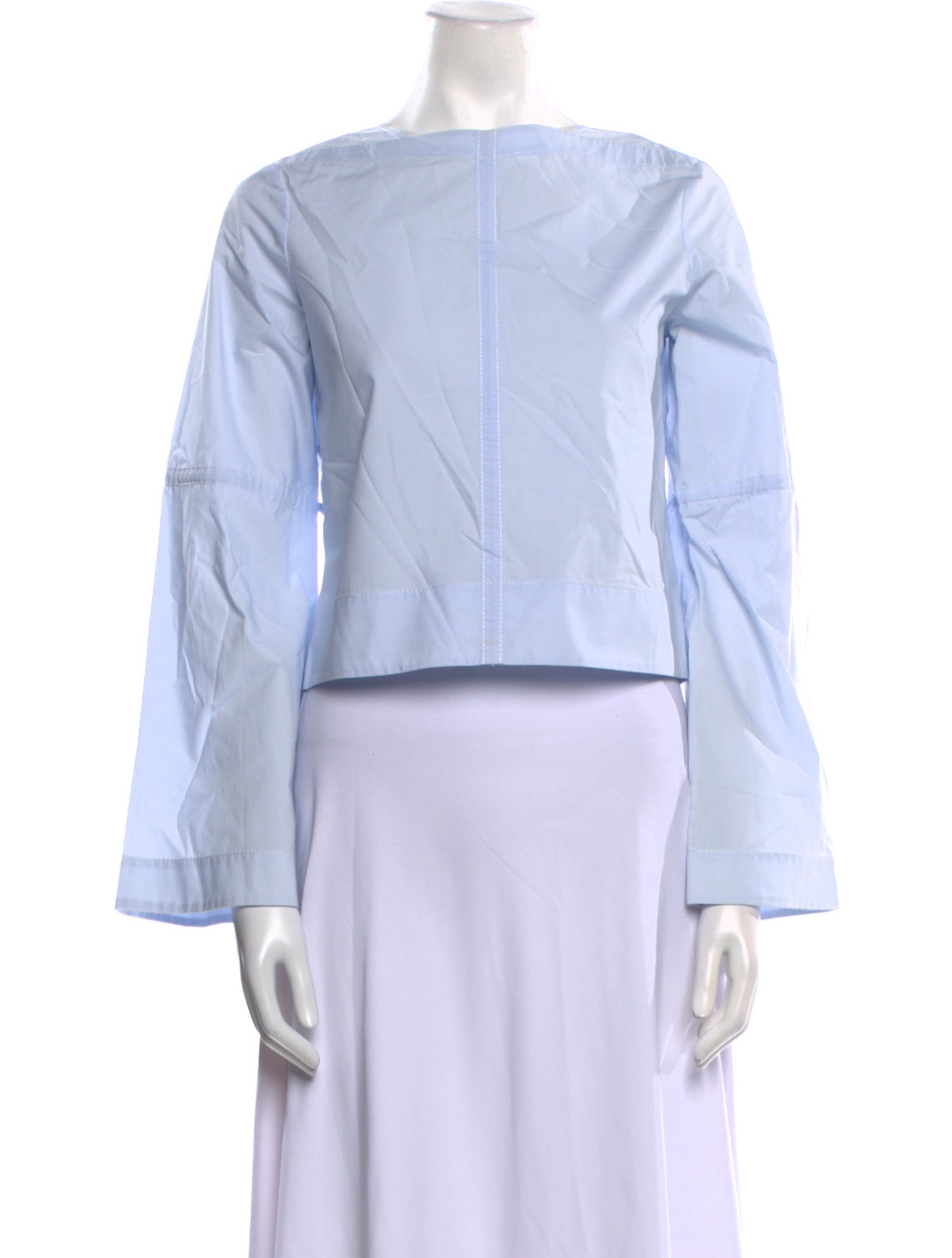 Derek Lam 10 Crosby Bateau Neckline Long Sleeve Crop Top