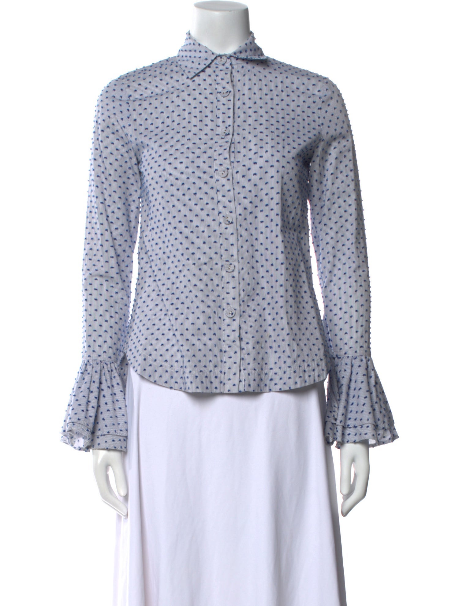 Derek Lam 10 Crosby Polka Dot Print Long Sleeve Button-Up Top