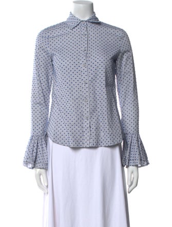 Derek Lam 10 Crosby Polka Dot Print Long Sleeve Button-Up Top