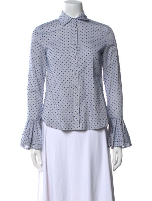 Derek Lam 10 Crosby Polka Dot Print Long Sleeve Button-Up Top