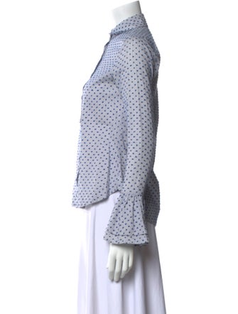 Derek Lam 10 Crosby Polka Dot Print Long Sleeve Button-Up Top