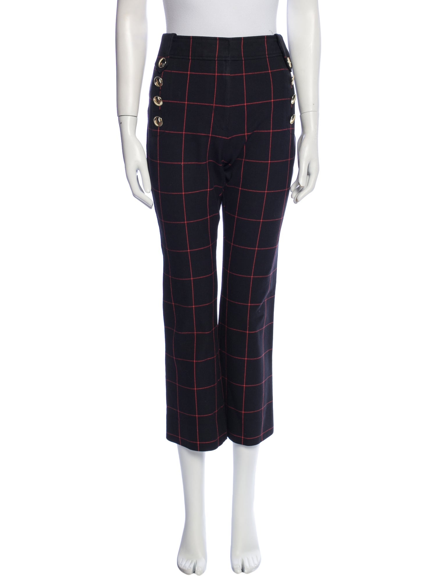 Derek Lam 10 Crosby Plaid Print Wide Leg Pants