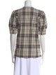 Derek Lam 10 Crosby Plaid Print V-Neck Button-Up Top