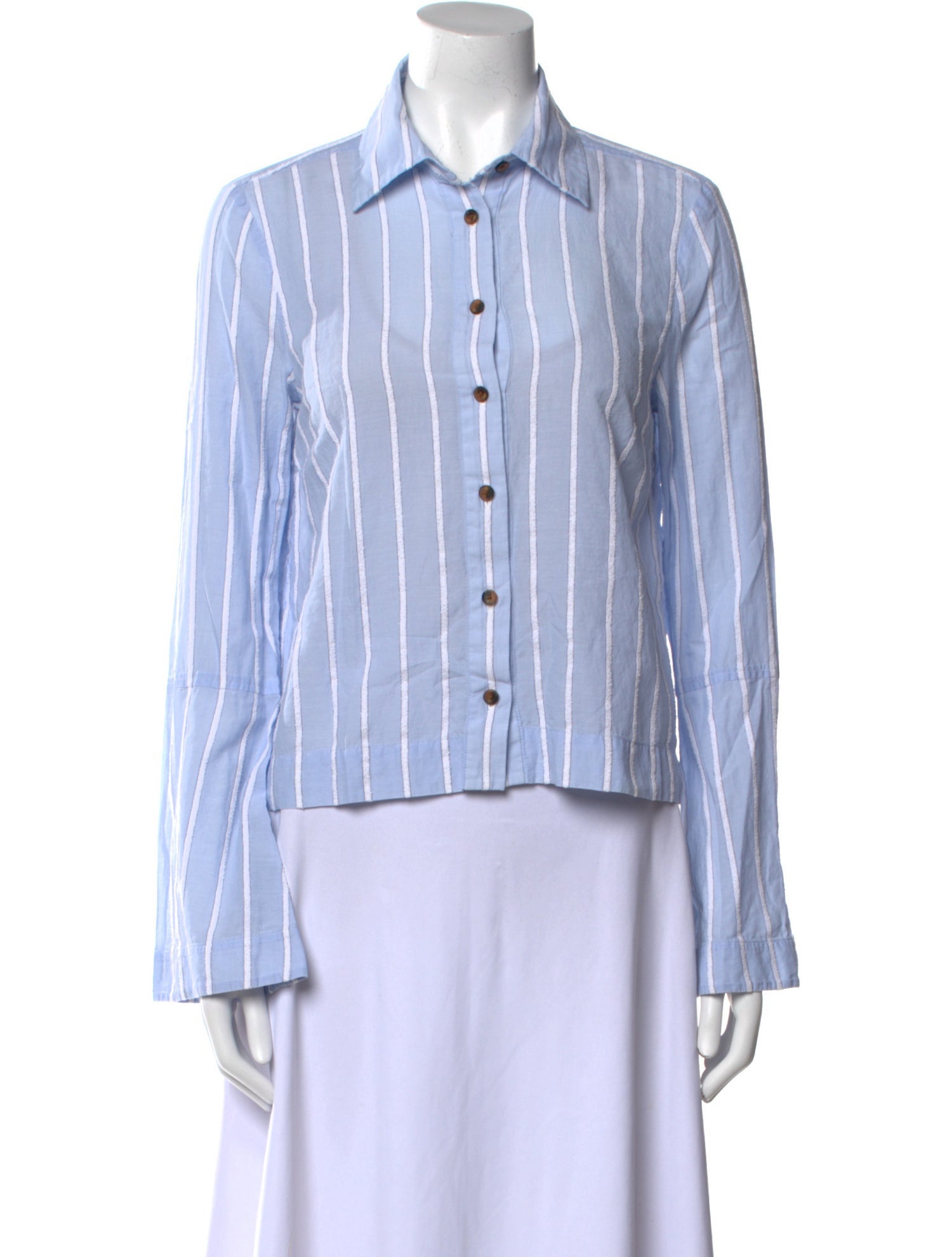 Derek Lam 10 Crosby Striped Long Sleeve Button-Up Top