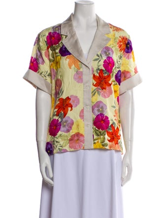 Derek Lam 10 Crosby Floral Print V-Neck Button-Up Top