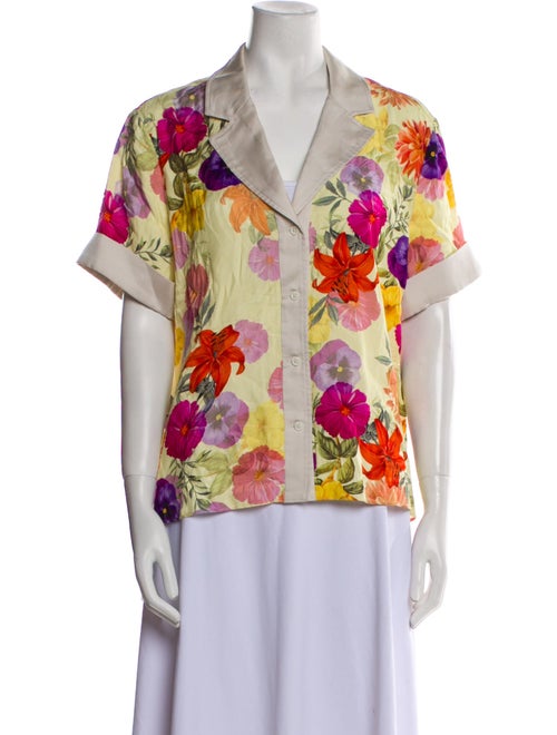 Derek Lam 10 Crosby Floral Print V-Neck Button-Up Top
