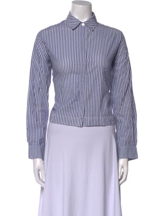 Derek Lam 10 Crosby Striped Long Sleeve Button-Up Top