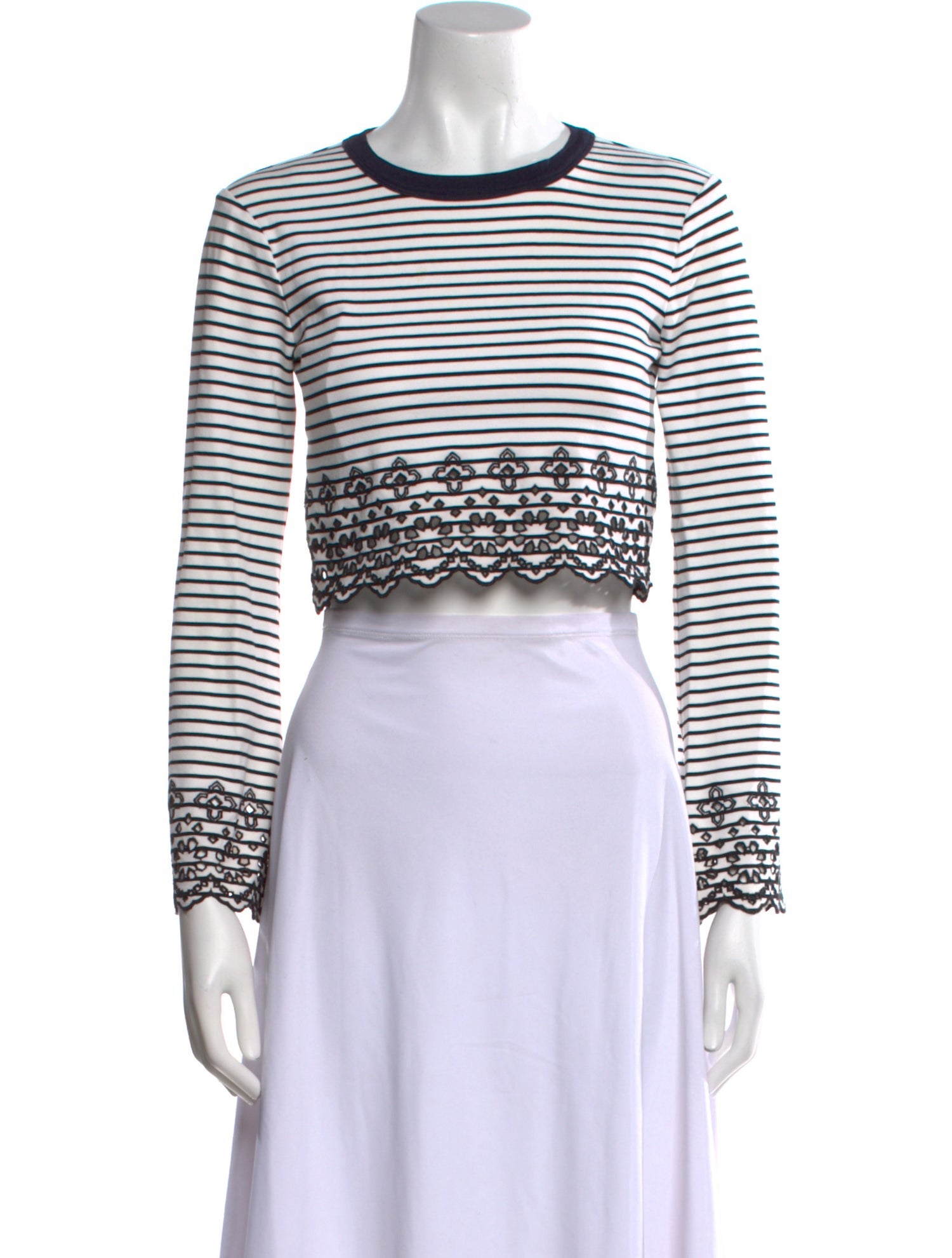 Derek Lam 10 Crosby Striped Crew Neck Crop Top
