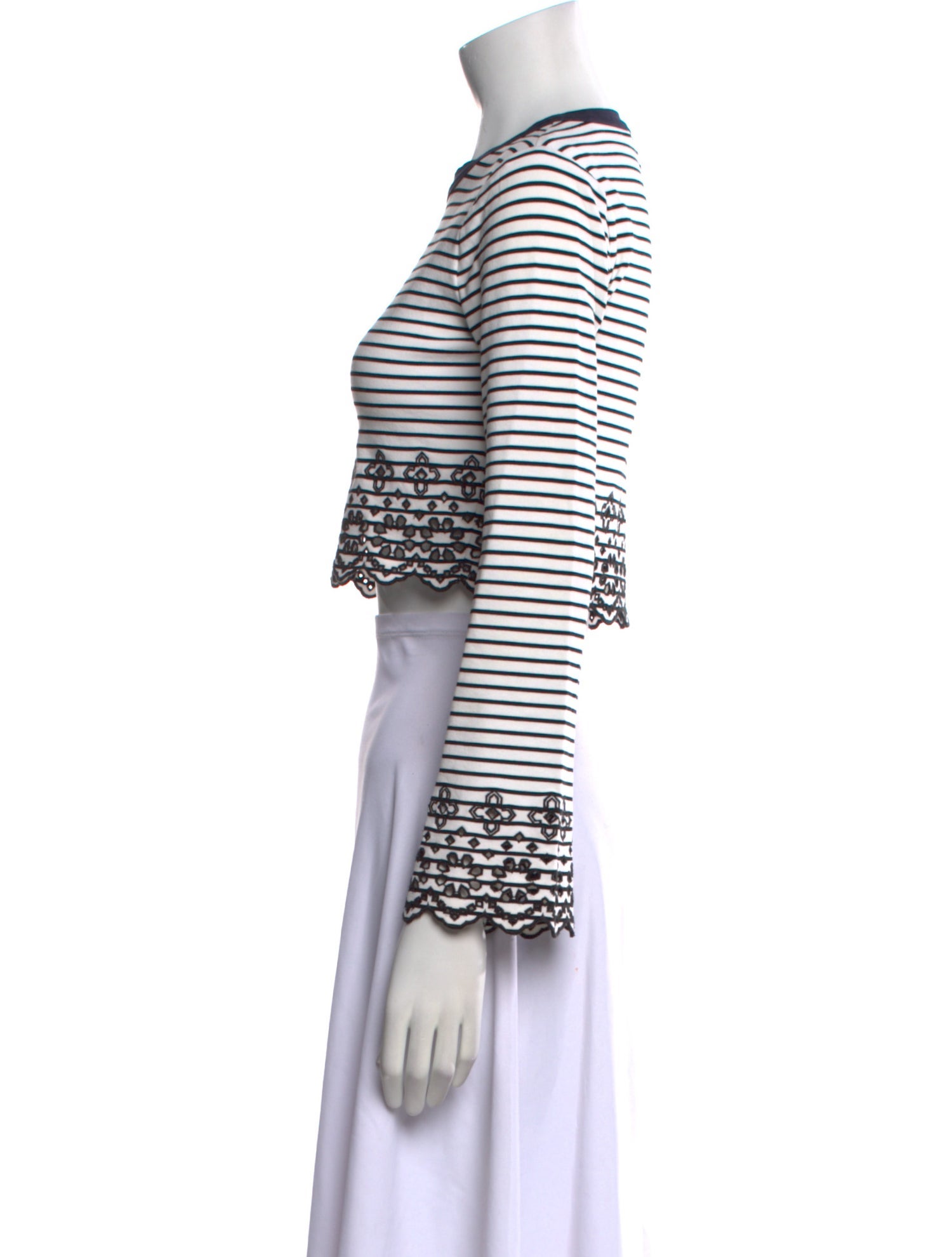 Derek Lam 10 Crosby Striped Crew Neck Crop Top