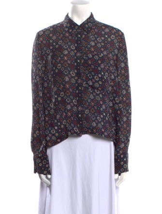 Derek Lam 10 Crosby Silk Floral Print Button-Up Top