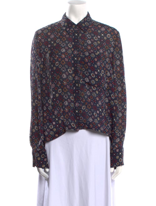 Derek Lam 10 Crosby Silk Floral Print Button-Up Top