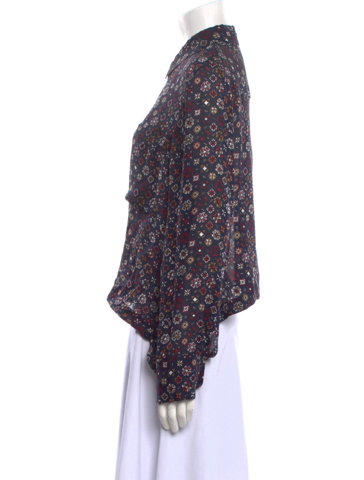 Derek Lam 10 Crosby Silk Floral Print Button-Up Top